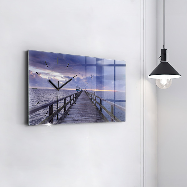Horizontal wall clock Pier on the Baltic Sea