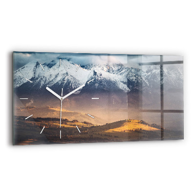 Horizontal wall clock Tatra Mountains in winter mountain panorama