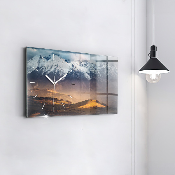 Horizontal wall clock Tatra Mountains in winter mountain panorama