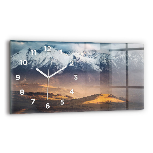 Horizontal wall clock Tatra Mountains in winter mountain panorama