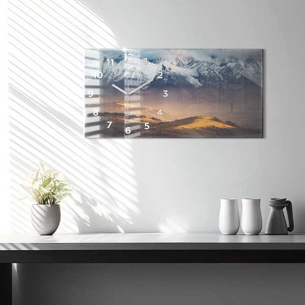 Horizontal wall clock Tatra Mountains in winter mountain panorama