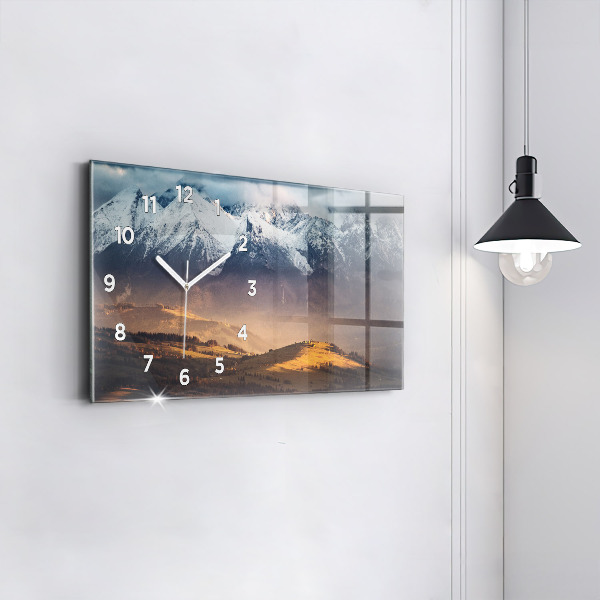 Horizontal wall clock Tatra Mountains in winter mountain panorama
