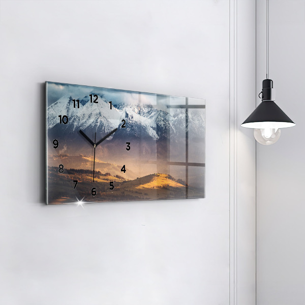 Horizontal wall clock Tatra Mountains in winter mountain panorama