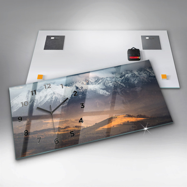 Horizontal wall clock Tatra Mountains in winter mountain panorama