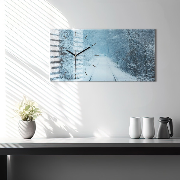 Horizontal wall clock Deer on the tracks