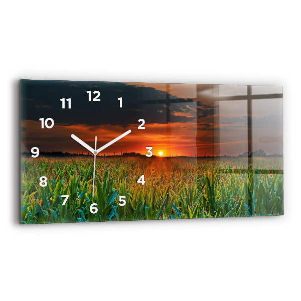 Horizontal wall clock Sunflowers in the meadow