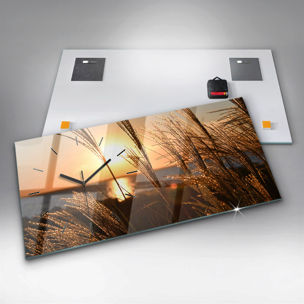 Horizontal wall clock Wheat In The Golden Hour