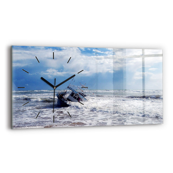 Horizontal wall clock Sunken watercraft
