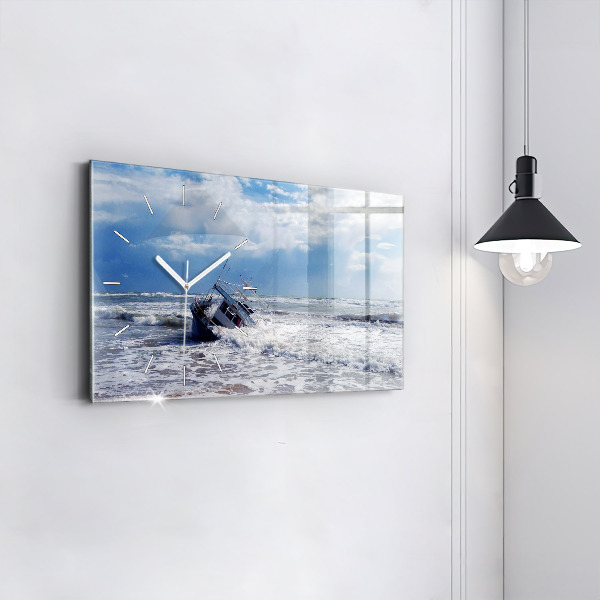 Horizontal wall clock Sunken watercraft