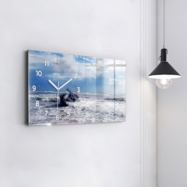 Horizontal wall clock Sunken watercraft