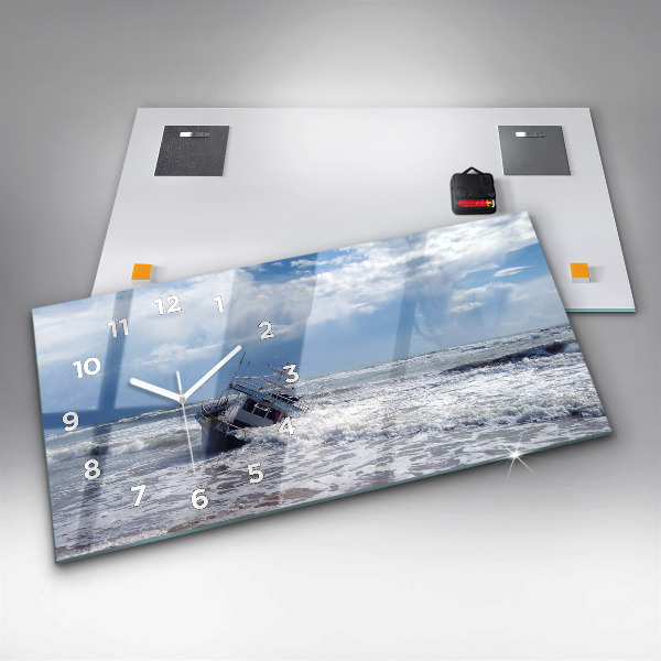 Horizontal wall clock Sunken watercraft
