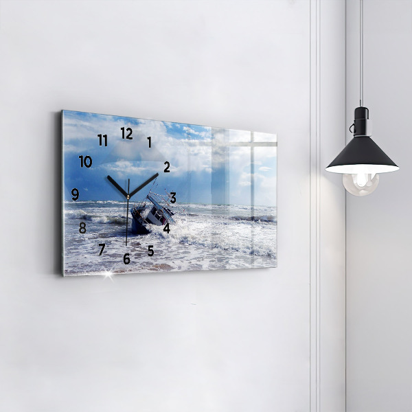 Horizontal wall clock Sunken watercraft