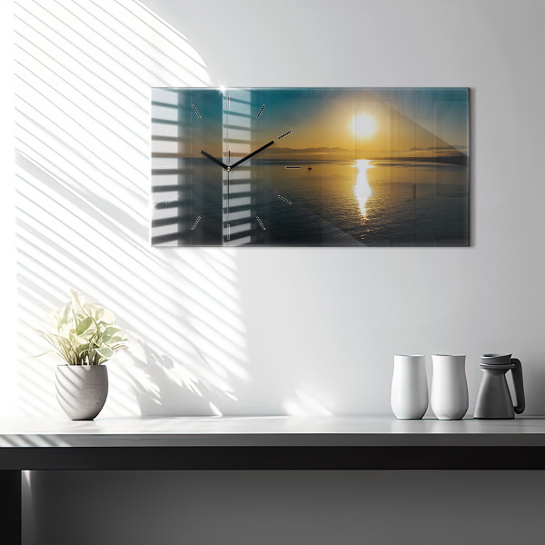 Horizontal wall clock Landscape at sunrise