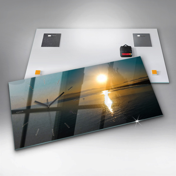 Horizontal wall clock Landscape at sunrise