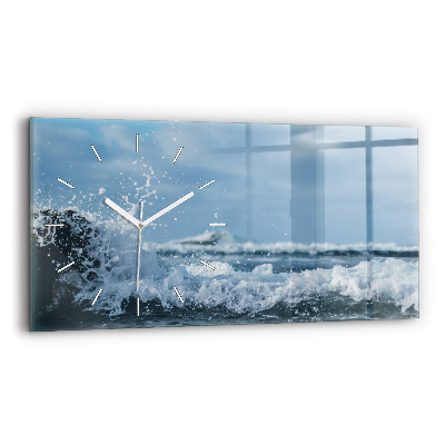 Horizontal wall clock Sea wave photography