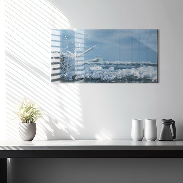 Horizontal wall clock Sea wave photography