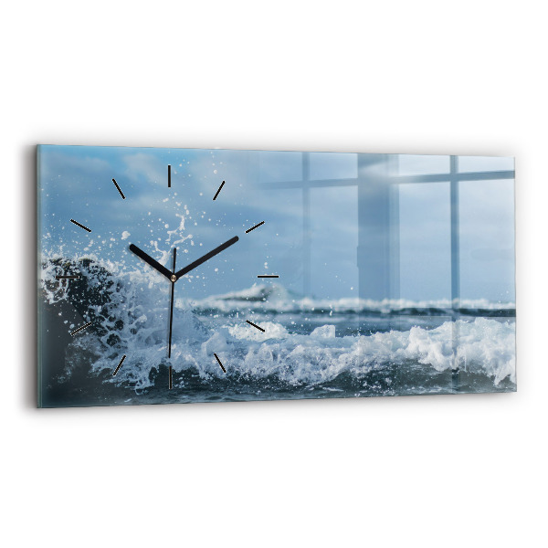 Horizontal wall clock Sea wave photography