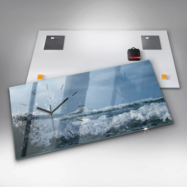 Horizontal wall clock Sea wave photography