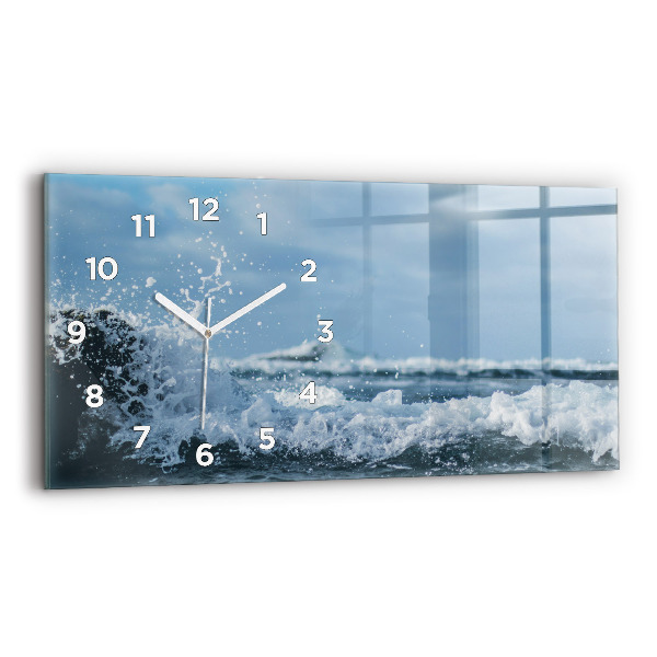 Horizontal wall clock Sea wave photography
