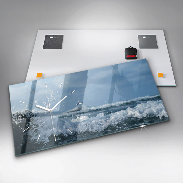 Horizontal wall clock Sea wave photography