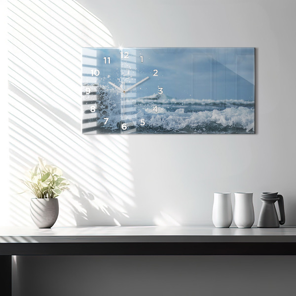 Horizontal wall clock Sea wave photography
