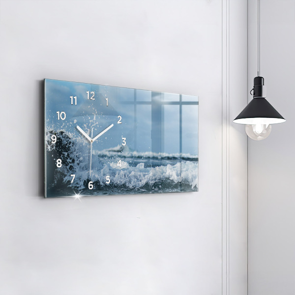 Horizontal wall clock Sea wave photography