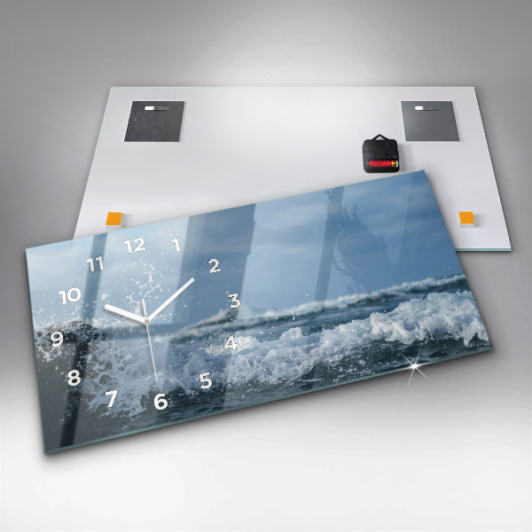 Horizontal wall clock Sea wave photography