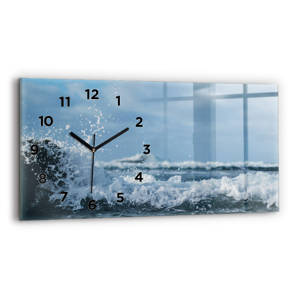 Horizontal wall clock Sea wave photography