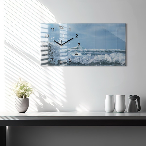 Horizontal wall clock Sea wave photography