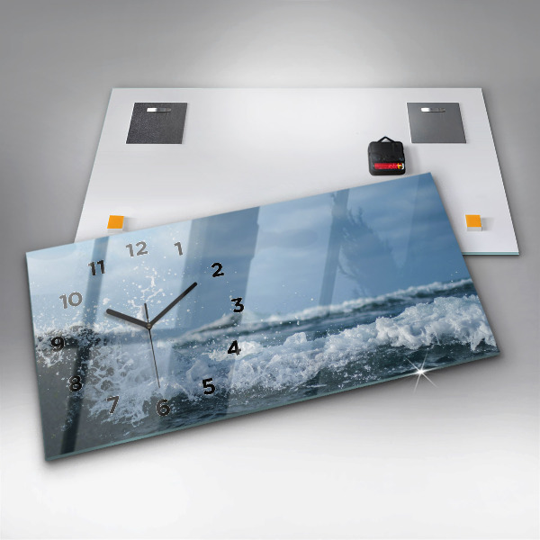 Horizontal wall clock Sea wave photography
