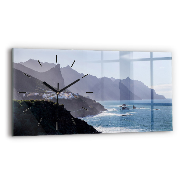 Horizontal wall clock Mountains by the ocean