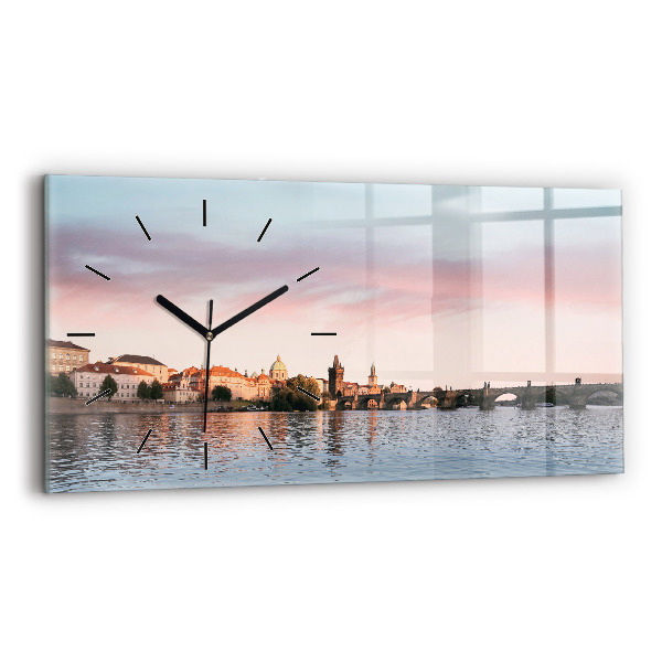 Horizontal wall clock Charles Bridge in Prague