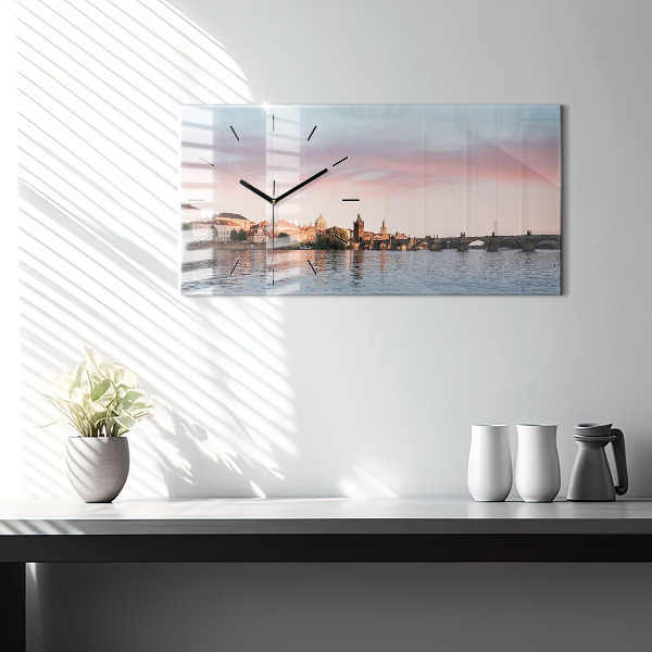 Horizontal wall clock Charles Bridge in Prague