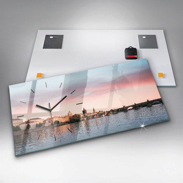 Horizontal wall clock Charles Bridge in Prague