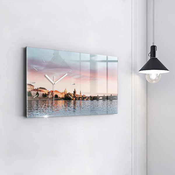 Horizontal wall clock Charles Bridge in Prague