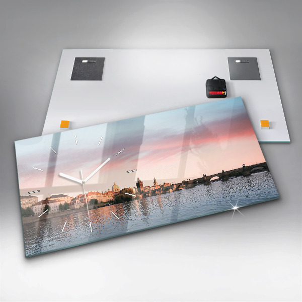 Horizontal wall clock Charles Bridge in Prague