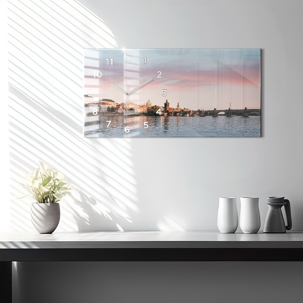 Horizontal wall clock Charles Bridge in Prague