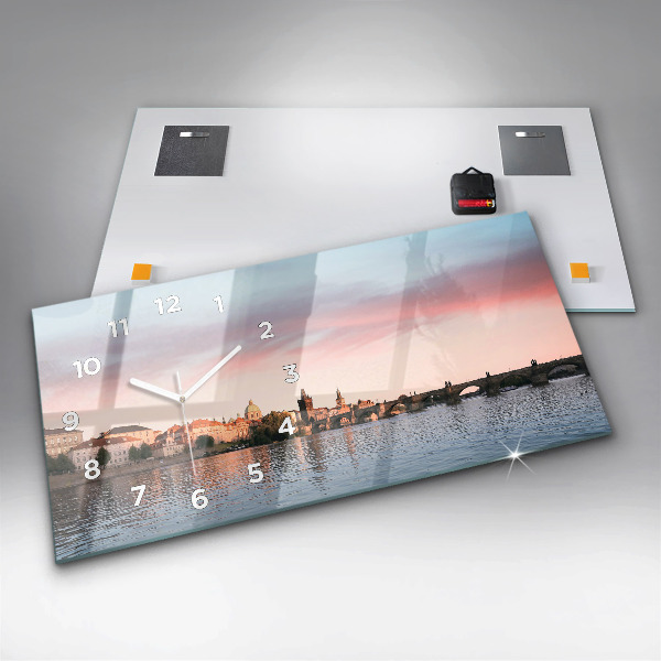 Horizontal wall clock Charles Bridge in Prague