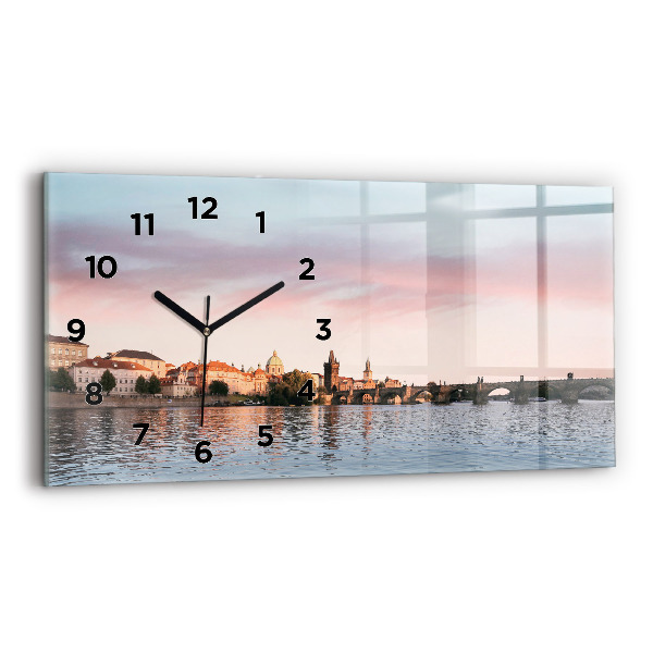 Horizontal wall clock Charles Bridge in Prague