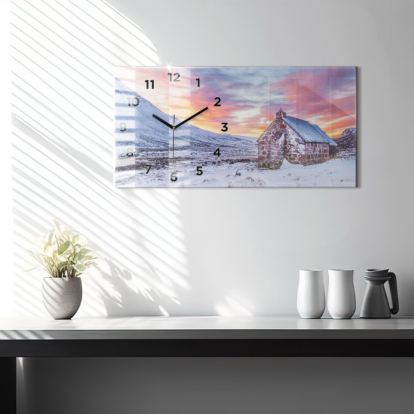 Horizontal wall clock Cottage in the mountains