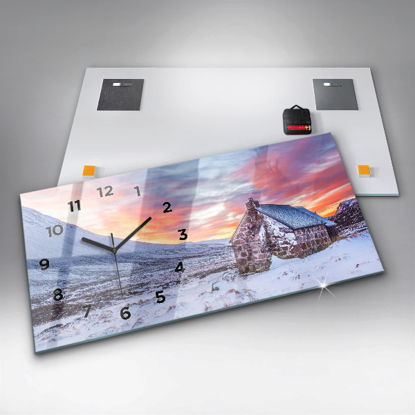 Horizontal wall clock Cottage in the mountains