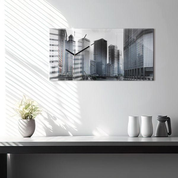 Horizontal wall clock Lodz with a panorama of the city