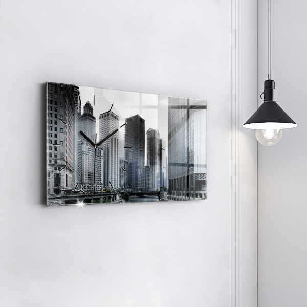 Horizontal wall clock Lodz with a panorama of the city