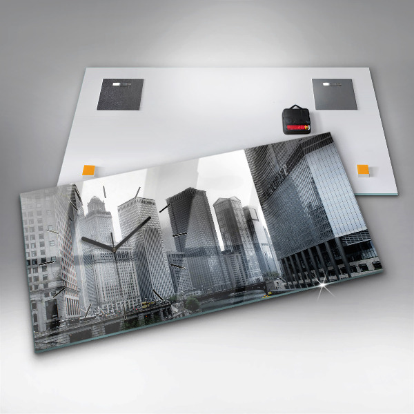 Horizontal wall clock Lodz with a panorama of the city