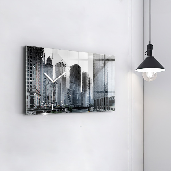 Horizontal wall clock Lodz with a panorama of the city