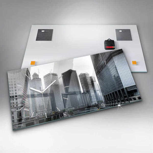 Horizontal wall clock Lodz with a panorama of the city