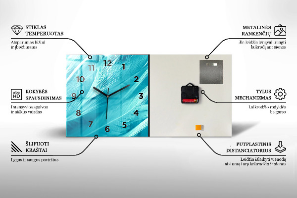 Horizontal wall clock Lodz with a panorama of the city