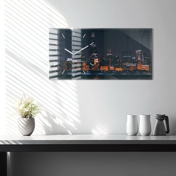 Horizontal wall clock Chicago Cityscape