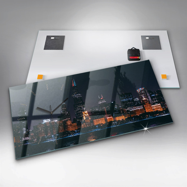 Horizontal wall clock Chicago Cityscape