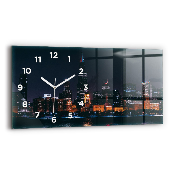 Horizontal wall clock Chicago Cityscape